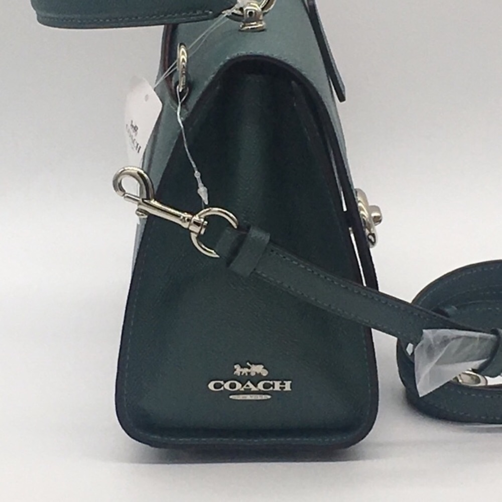 Coach Tilly Top Handle Dark Turquoise Cross Body - Picture 7 of 15